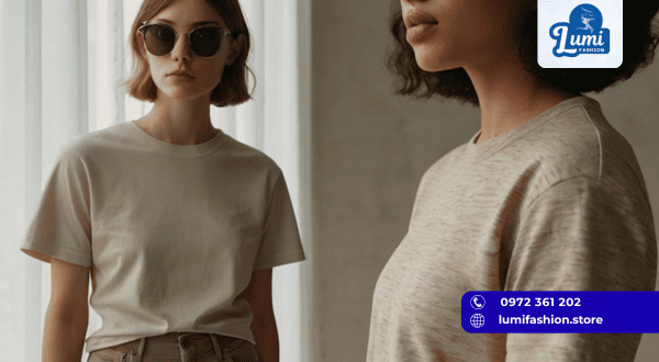 Cận cảnh áo thun phối tinh tế phong cách thời trang 2025