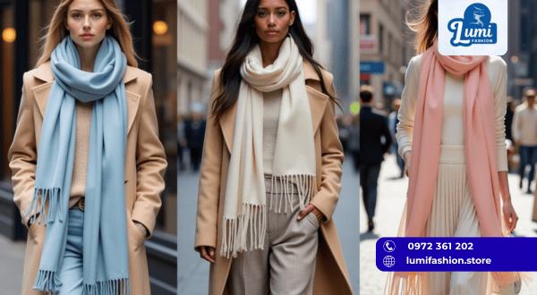 Phối đồ với khăn quàng cổ dài nữ đẹp