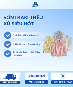 Áo sơ mi phồng sn cổ nơ vân kẻ đũi 2026