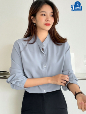 Áo sơ mi nữ DAZY dài tay màu trơn kèm cà vạt, thiết kế thanh lịch với phong cách hiện đại, phù hợp cho môi trường công sở, học tập và các dịp thường ngày.