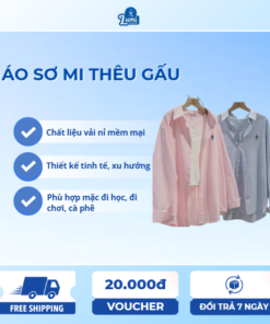 Áo Sơ Mi Kẻ Thêu Hình Gấu