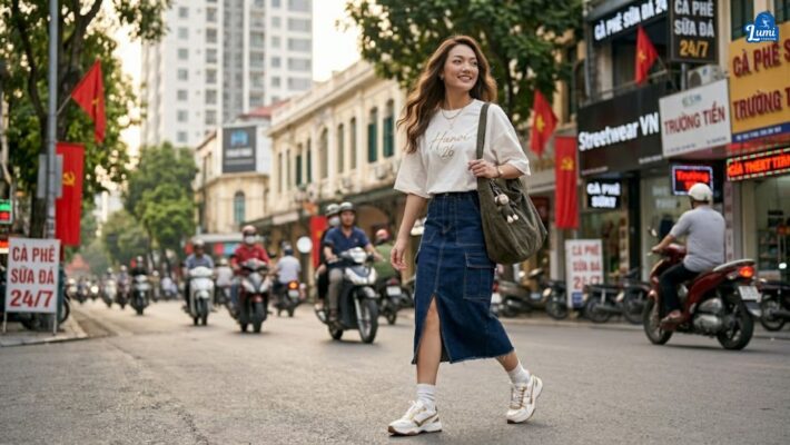 Chân váy jean nữ hot trend 2026