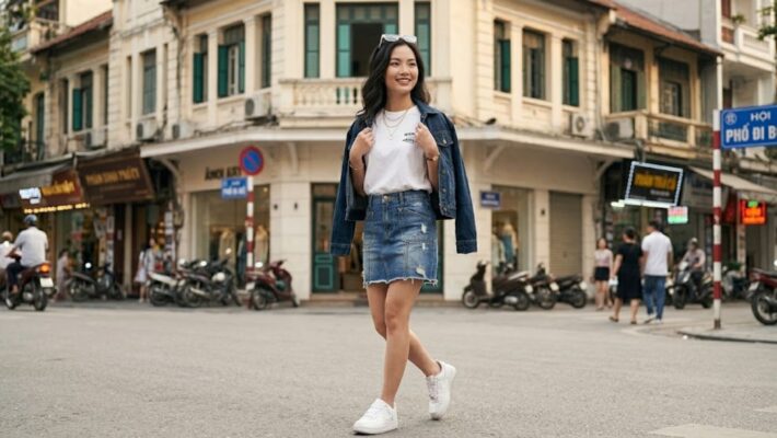 Chất vải may chân váy denim cá tính và bền đẹp