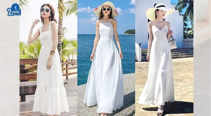 Phối Đầm Dáng Dài Với Mũ Và Kính Mát